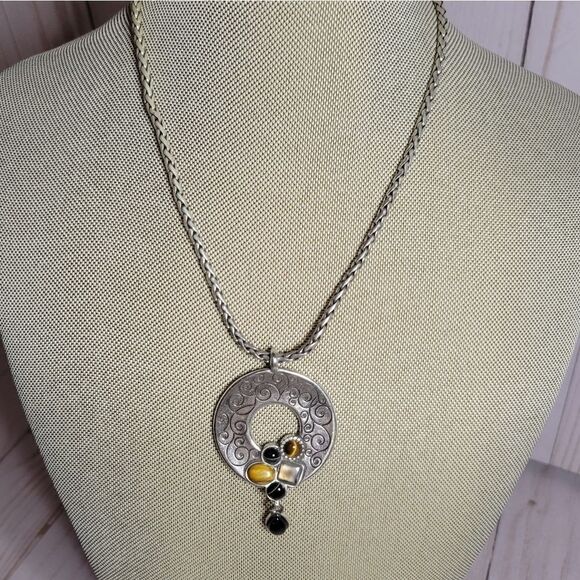 Brighton Eye Of The Tiger Retired Semiprecious Stone Pendant Necklace Rare - Picture 3 of 9